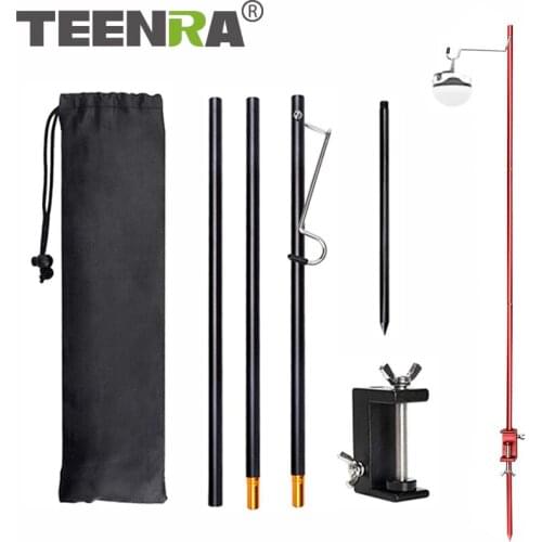 TEENRA Outdoor Folding Lamp Pole Portable Lightweight Aluminum Alloy Lamp Pole Camping Table Folding Lamp Pole Fishing Hiking