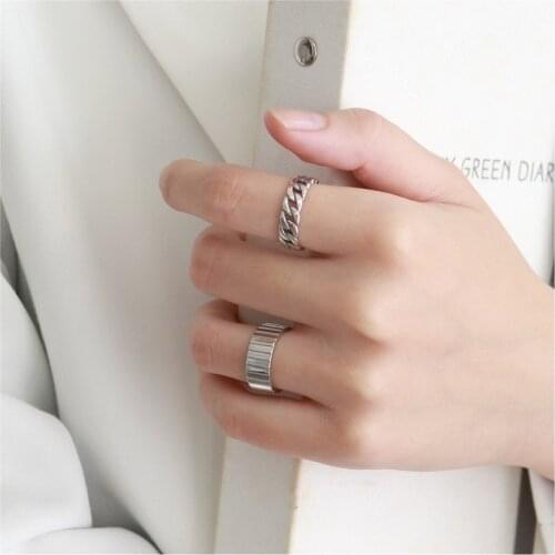 S925 sterling silver open ajustable ring ins Korean style wild minimalist aperture smooth ring mix and match hipster ring