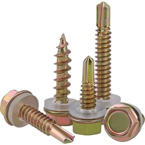 TEK Screws Hex Washer Head Color Zinc Plated Self Tapping Screw M5.2x19 25-125