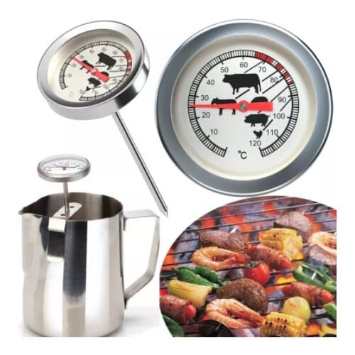 Stainless Steel Instant Read Probe Thermometer BBQ Food Cooking Meat Milk Gauge