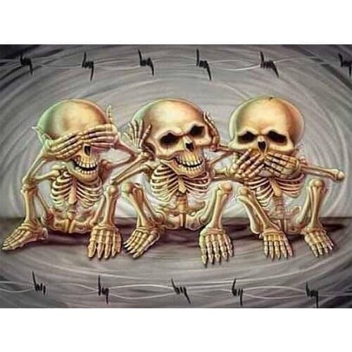 Three Skull Cartoon Man Diamond Painting Round Square Full Drill Nouveaute DIY Mosaic Embroidery Cross Stitch Hallowee Picture