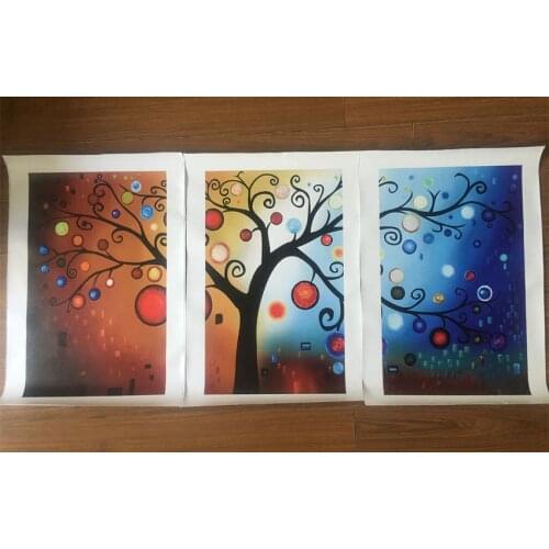 Three groups of wealth tree wall art spray painting abstract painting frame without No frame