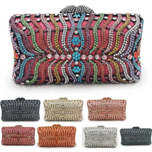 WHTUOHENG Rose Red Evening Crystal Clutch Party Wedding Diamond Clutches Elegant Purse For Women Party Prom Phone Wallet Case