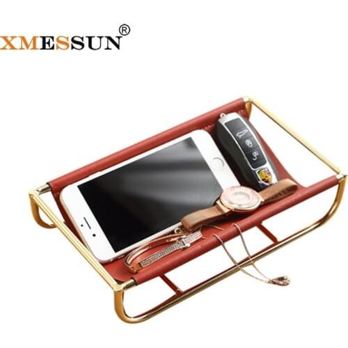 XMESSUN Newly Jewelry Storage Box Fashion High Quality Leather Tray Earring Phone Watch Cosmetic Lipstick Storage Box INS XMS186