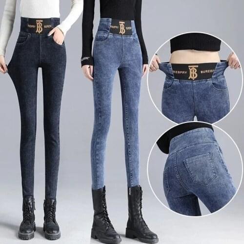 Women Printed High Waist Pencil Jeans Spring Autumn Casual Skinny Streach Denim Pants Plus Size S-3XL Vintage Harajuku Trousers