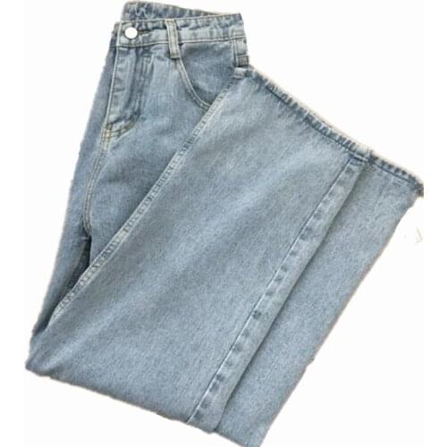 Summer Plus Size 5xl Light Blue Denim Trousers Vintage Wide Leg Pants Casual Loose Straight Jeans Female