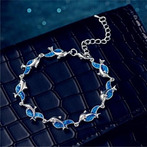 New Summer Style Dolphin Turtle Fire Opal Sea Bracelets for Women lovely Animal Bracelet Beach Jewelry for Christmas gifts girl
