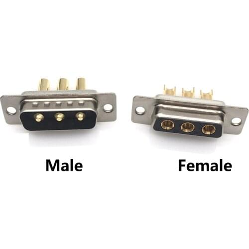1PCS 3W3 30A Gold plated MALE FEMALE high current CONNECTOR D-SUB adapter solder type 3pin plug socket Welding high power DB3