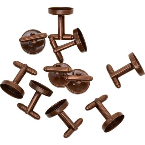10 Set 16mm Round Cufflinks Blank Setting Trays Cufflink Blank Bezel Base