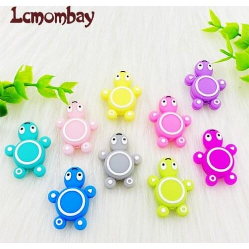 10pcs /lot Silicone Turtle Beads Baby Animal Shape Of Mini Tortoise Teething BPA Free DIY Infant Nursing toy
