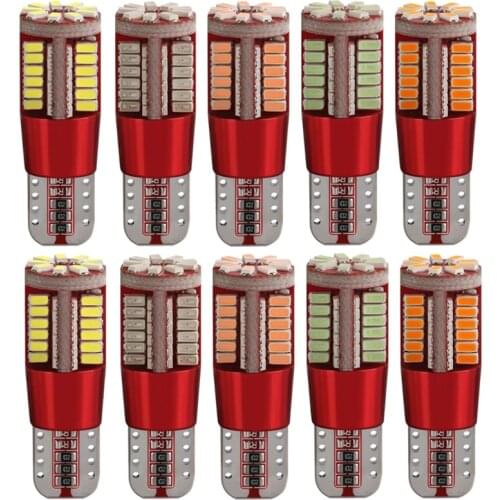 100X T10 W5W 192 Canbus 3014 57SMD No Error Auto Wedge Clearance Lights Bulb Car Marker Light Parking Lamp White Red Yellow Blue