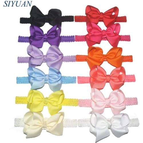 12pcs/lot Women Lace Headband with 4.5'' Grosgrain Bow Headwear woman Photography Props FD261