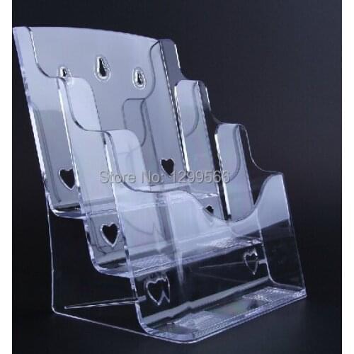 2pcs Hot sale A4 3-layer acrylic publicity materials reveal holder catalog file advertising poster frame display stand rack