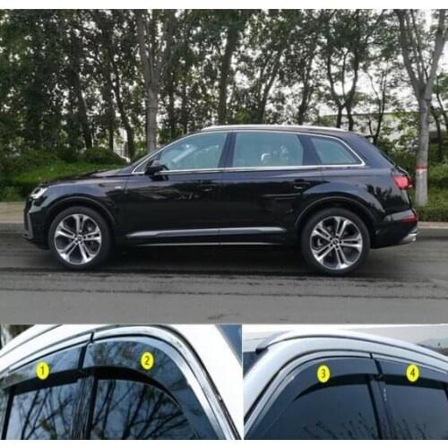4pcs Plastic Exterior Visor Vent Shades Window Sun Rain Guard Deflector For Audi Q7 2009- 2015 YJD