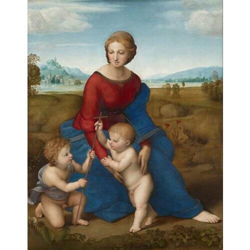 48 inch huge wholesale Religious ART # Raphael - Madonna in the Meadow Virgin Mary with Little Christ PRINT PAINTING on canvas