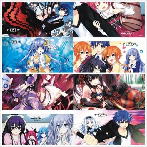 8 pcs/set Anime DATE A LIVE Embossed poster Figure Kotori Itsuka Shido Yatogami Tohka Origami Tobiic sticker for gifts