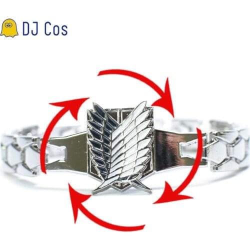 Anime Attack on Titan Revolving Bracelet Shingeki No Kyojin Cosplay Accessories DJ Cos Prop Scouting Legion Men Women Pendant