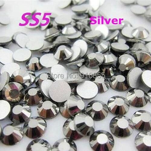 Free Shipping Fashion SS5(1.7-1.9mm) Silver 1440pcs Flat Back Glue on ( Nail Art ) Non Hot Fix Rhinestones craft DIY