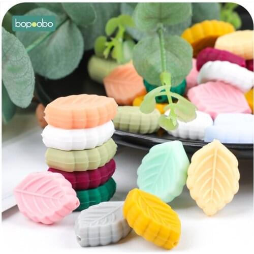 Bopoobo 5pc Silicone Beads Leaf Tiny Rod BPA Free Silicone Teethers Baby Toys Silicon Beads DIY Baby Teething Silicone Rodent