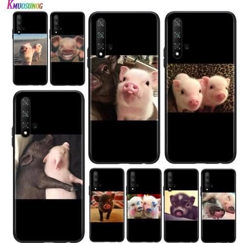 Bright Black Cover Cute Little Pink Pet Pig for Huawei Honor 30 20S 20 10i 9S 9A 9C 9X 8X 10 9 Lite 8A 7C 7A Pro Phone Case