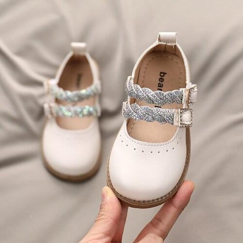 Spring Grils Leather Shoes Casual Girls Autumn Children Pu Show White Shoes kids Black Pink size 21-30 flats