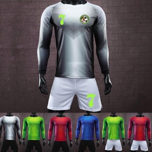 Long Mens Football Jersey Kit Tracksuit Custom top paintless men & kids soccer training jersey suit Goalkeeping Soccer Uniforms