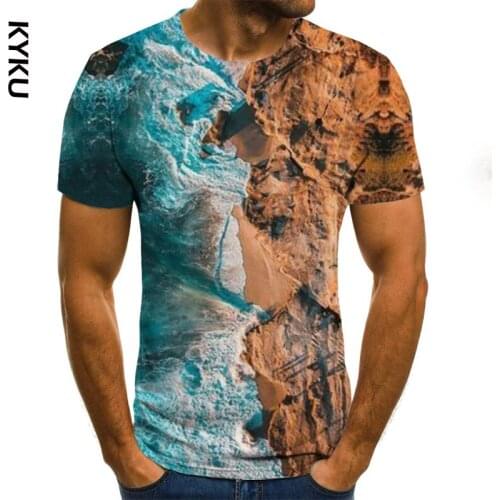 Coastal landscape mens T-shirt 3D graphics T-shirt casual Harajuku tops summer fashion round neck shirt plus size streetwear
