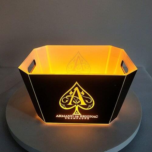 Customized Logo Rechargeable Color Flashing Acrylic Boat Shape Beer Wine Bottle Cooler LED Ice Bucket