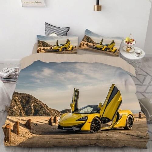 Cool Sports Car Bedding Set Fashion Car Duvet Cover Pillowcase Ferrari Bedclothes Comfortable Warm Home Textiles Adult Kids Gift