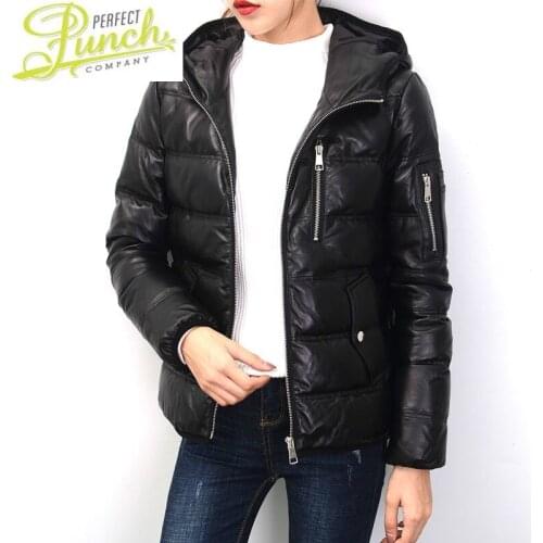 2021 Sheepskin Coat Womens Genuine Down Jacket Hooded Autumn Winter Real Leather Jackets 717A KJ5420