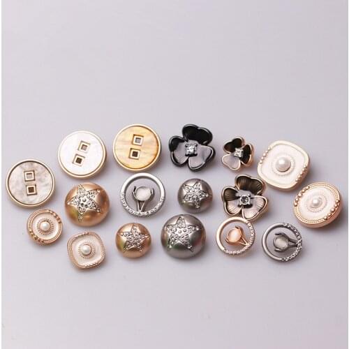 Metal Rhinestones Button Pearl Flatback Flower Button For Clothing Wedding Decoration Craft Scrapbooking Accessories 2pcs