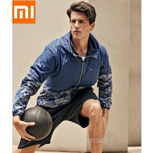 Man camouflage Reflective printing Hooded sports jacket Water repellent Windproof zipper Fitness outdoor Leisure Coat