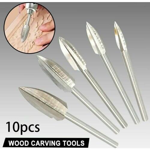10 Pcs Milling Cutter Set Engraving Drill Bit Kit Wood Root Carving Tools For Woodworking Power Tool Accessories Parts