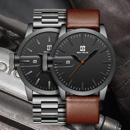 2021 New Fashion Mens Watch Leather Simple Dial Calendar Watch Men Casual Waterproof Quartz Wristwatch Men Montre Reloj Hombre