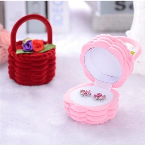 100pcs Creative Flower Basket Ring/Earring/Necklace Jewelry Box Basket Velvet Gift Storage Case Display 60*60*80mm ZA4959