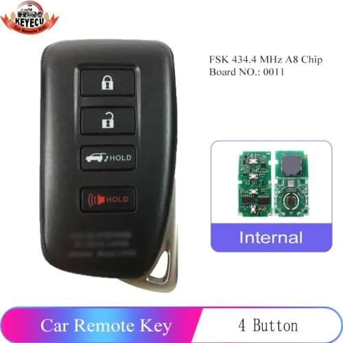 KEYECU Smart Remote Key Control 3+1 Button FSK 434.4MHz for Lexus A8 Chip Board NO. 0011