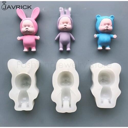 Silicone Sleep Doll Epoxy Resin Molds Cute Beanies Doll Non-Stick Chocolate Jelly Baking Mold Resin Casting Mold Tools