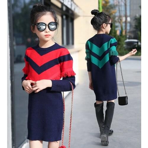 Girls sweaters new 2019 Autumn children clothing kids clothes fashion tassel long sweaters pullovers girls clothes age 3-15Y