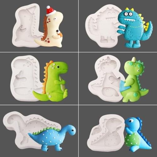 Creative cartoon dinosaur silicone cake mold DIY chocolate fudge cake decoration mold 3D dinosaur children dessert mold