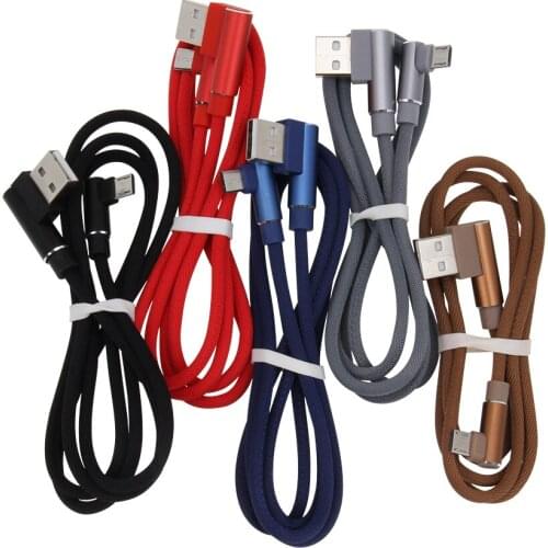 90 Degree USB Charger Data Cable for IPhone X 8 7 6 Plus 1/2/3m Micro Type C Fast Charging cable for Samsung S9 Xiaomi Redmi