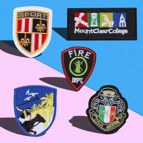 Punk Style College Badge Military Epaulets Patches wholesale Iron On Golf Embroidery Applique Badges Transfer Brand Stickers