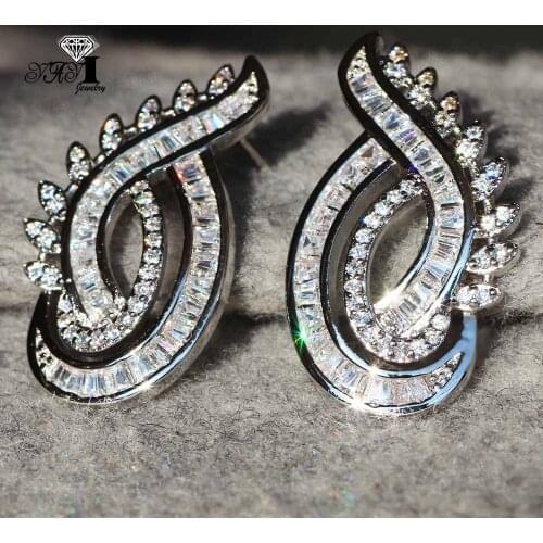 YaYI Jewelry Fashion Princess Cut White Natural Cubic Zirconia Silver Color Wedding Party Lover Wear Ear Stud Precious Earrings