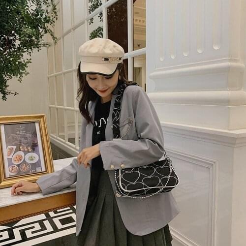 Harajuku female girl shoulder bag handbag bag messenger bag girl metal punk bag female love tuku chain armpit bag