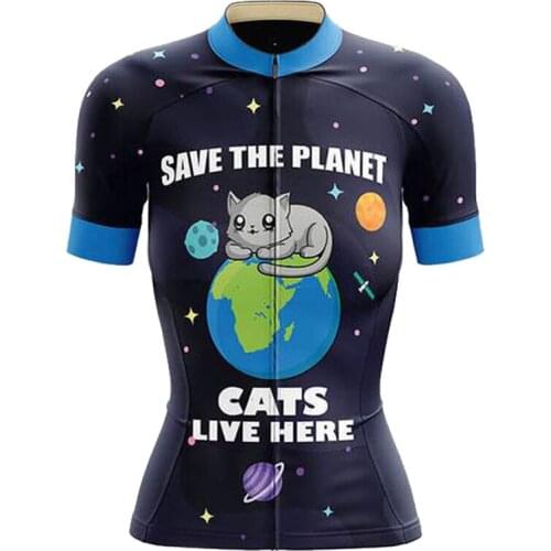 Womens Cycling Jersey Top Summer Breathable Short Sleeve Bicycle Clothes Ropa Ciclismo Mujer Mountain Bike Cycling Clothing Cat