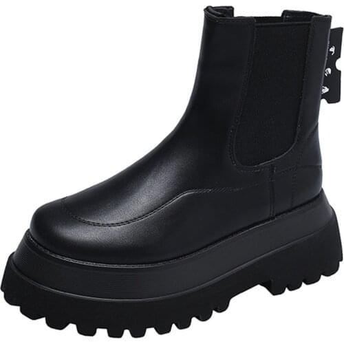 Womens High Boots 7cm Chunky Heel Platfom Boots Punk Style Elastic Band Demonia Fashion Ankle Boots Shoes Woman Boats