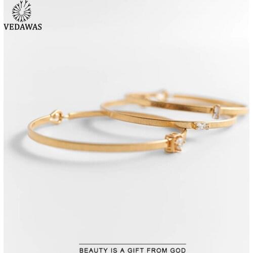 Vedawas ZA Pack Of Sparkly Bracelet For Women Fashion Gold Color Cubic Zirconia Charm Bangles Accessories Jewelry Party Show