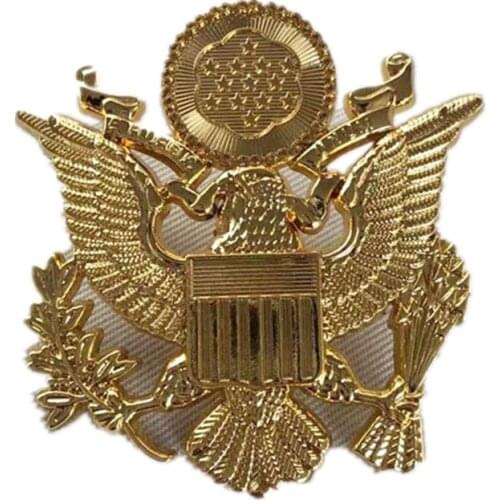 American Airforce Cap Badge Officer Cap Gold Retro WW2 Eagle Badge Insignia Cockade Peugeot Badge Metal Badge