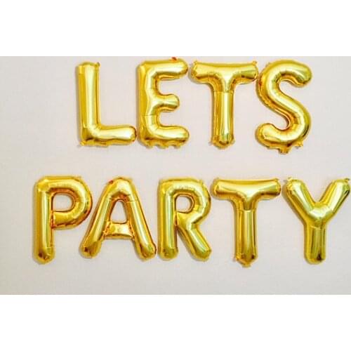 Gold or silver LETS PARTY birthday letter balloons New Year banners photo backdrops party decorations