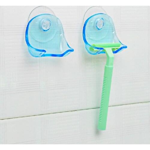 1PC/2PCS Plastic Shaver Hanging Rack Clear Storage Shelf Bathroom Product Razor Holder Suction Cup Shelf Organizer