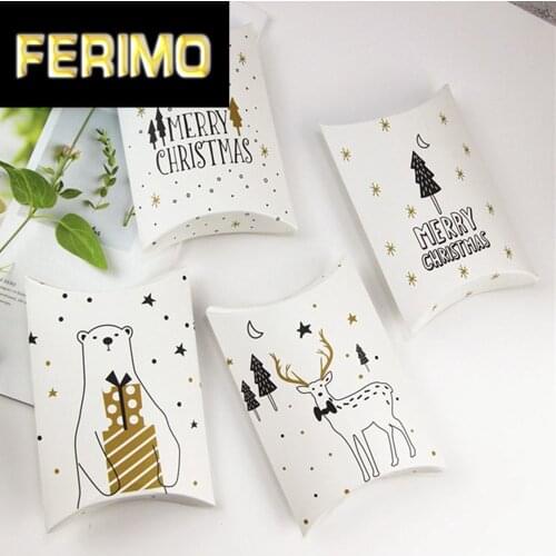 1 pcs Merry Christmas Candy Gift Boxes Deer Xmas Tree Packaging Boxes Gift Bag 4 Colors Package Bags